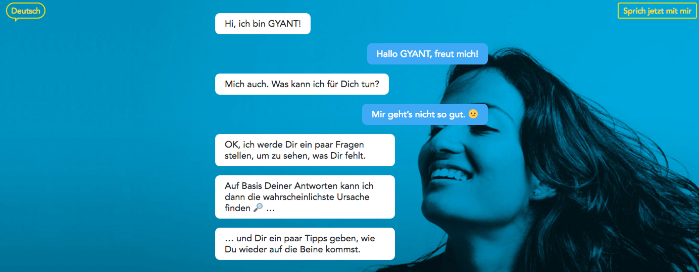 GYANT Chatbot Demo auf Website