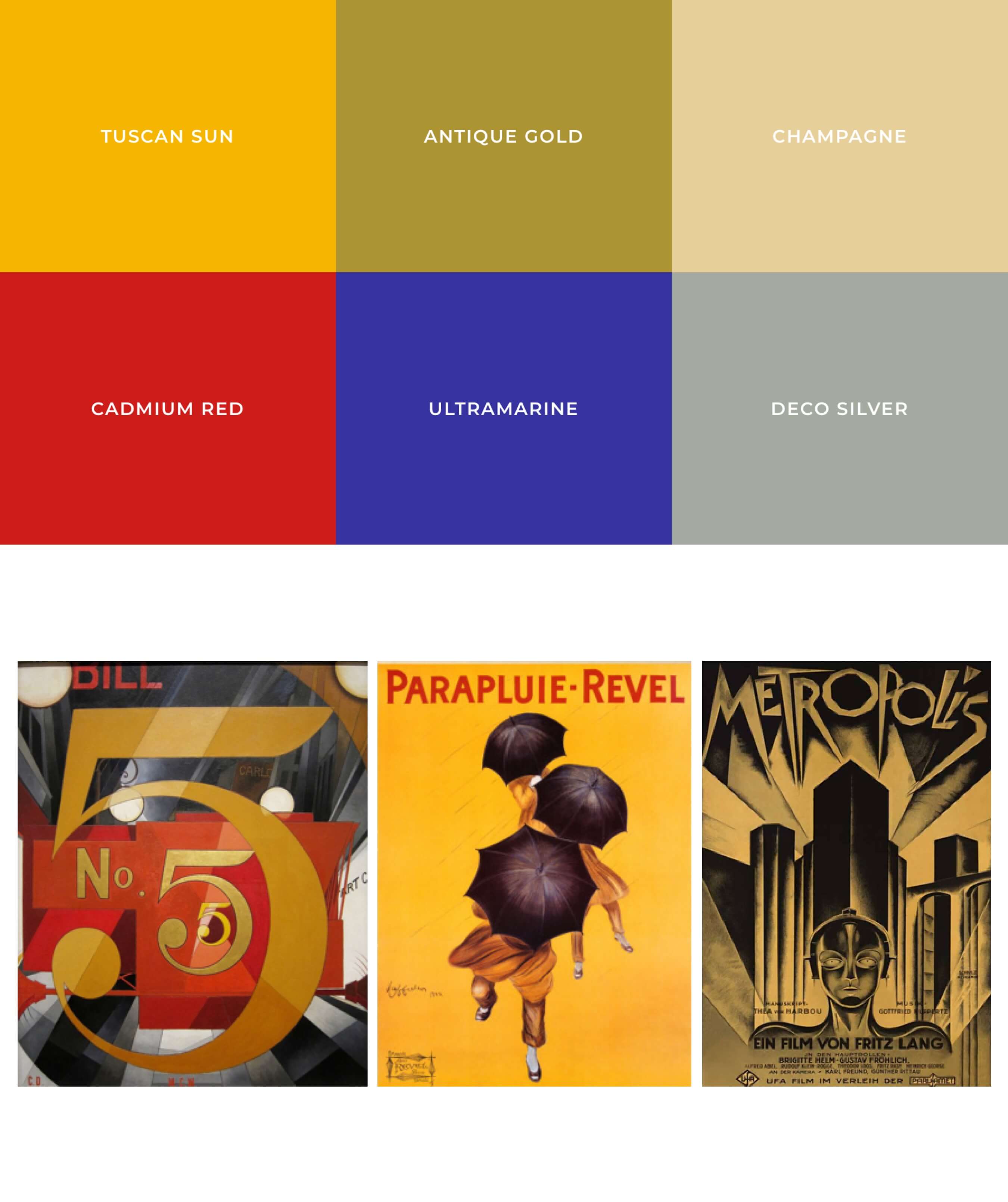 Farbtöne & Moodboard der 20er Jahre