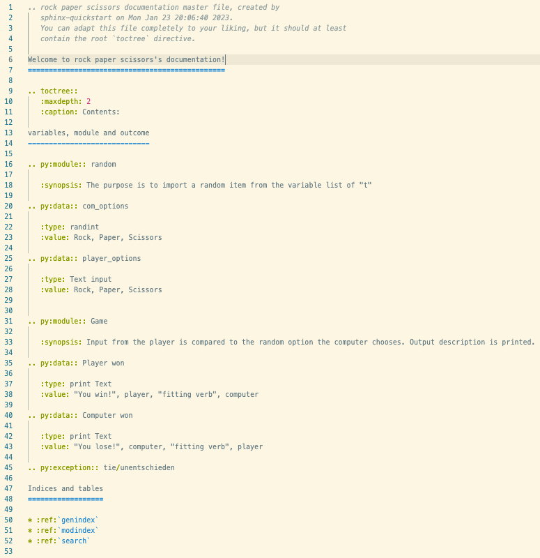 Beispiel Sphinx - restructured Text Datei