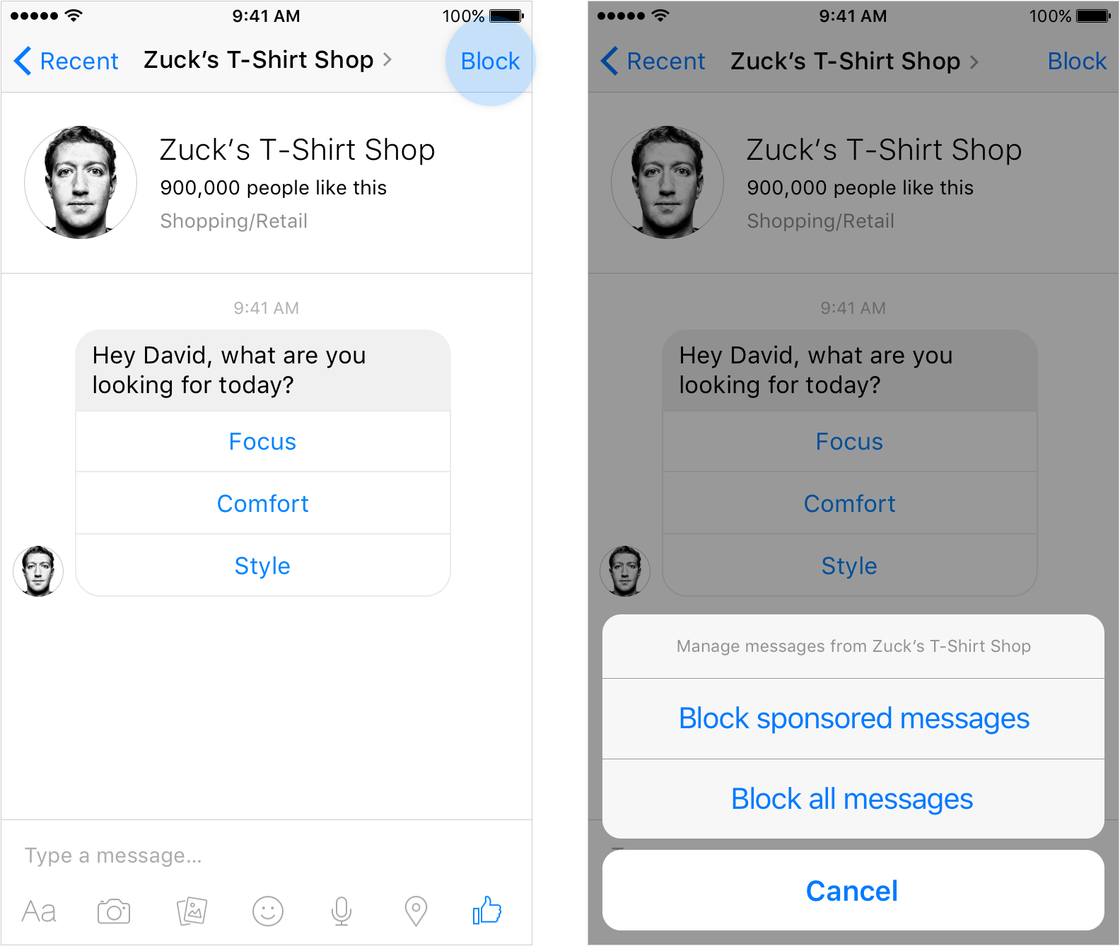 Beispiel Facebook Messenger Chatbot
