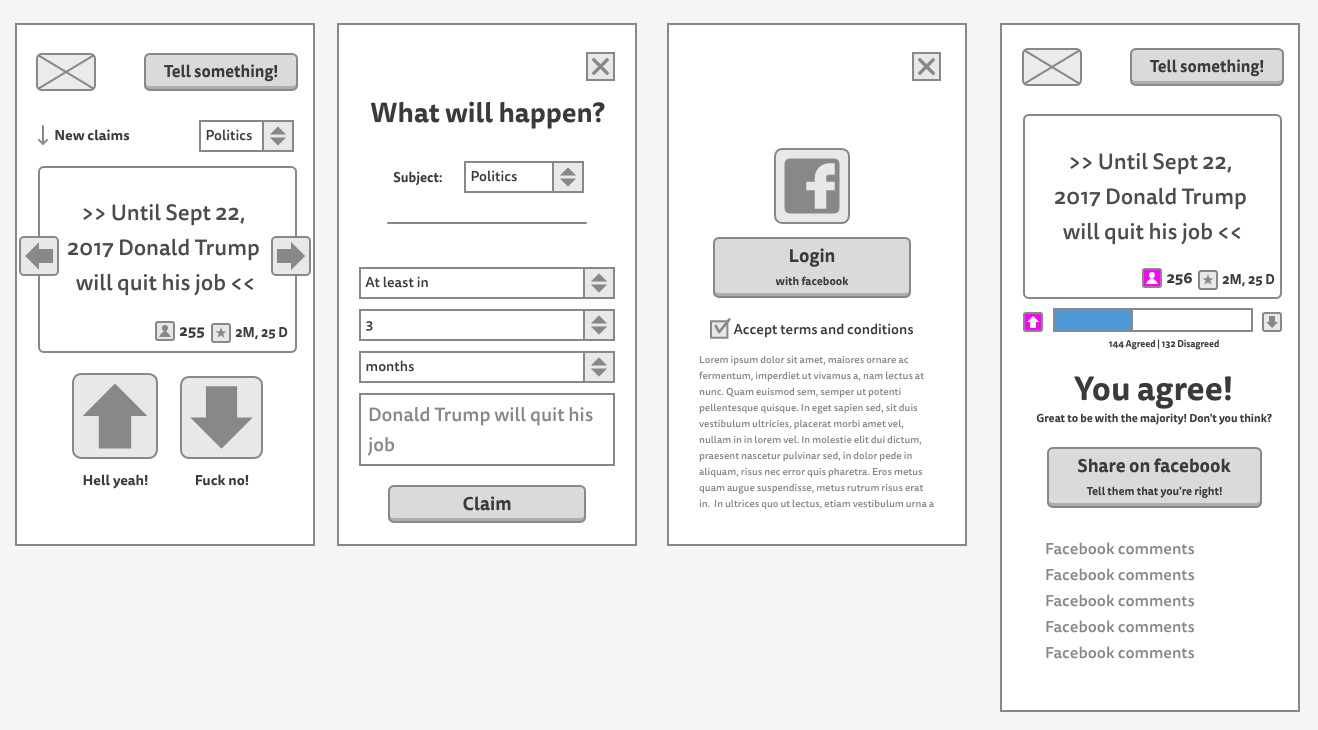 Mockup der Web-App toldyou.me